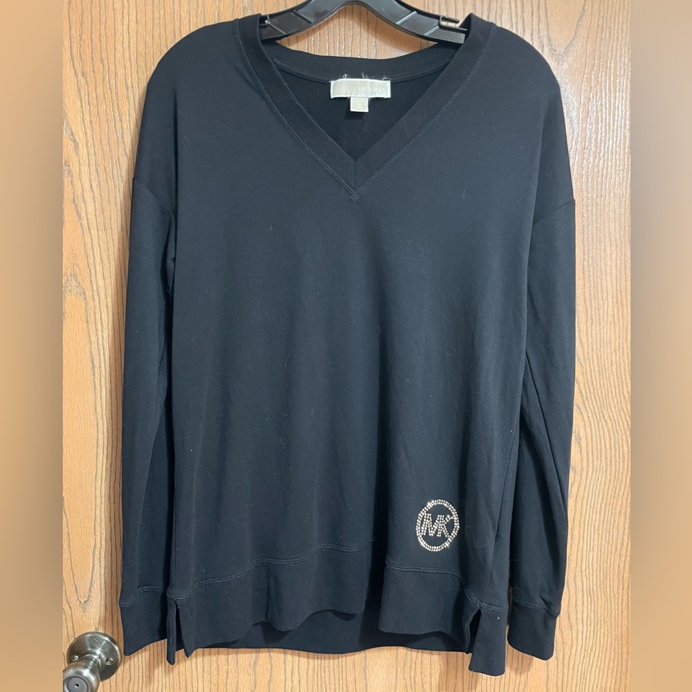 MICHAEL Michael Kors Black Knit V-Neck Tee